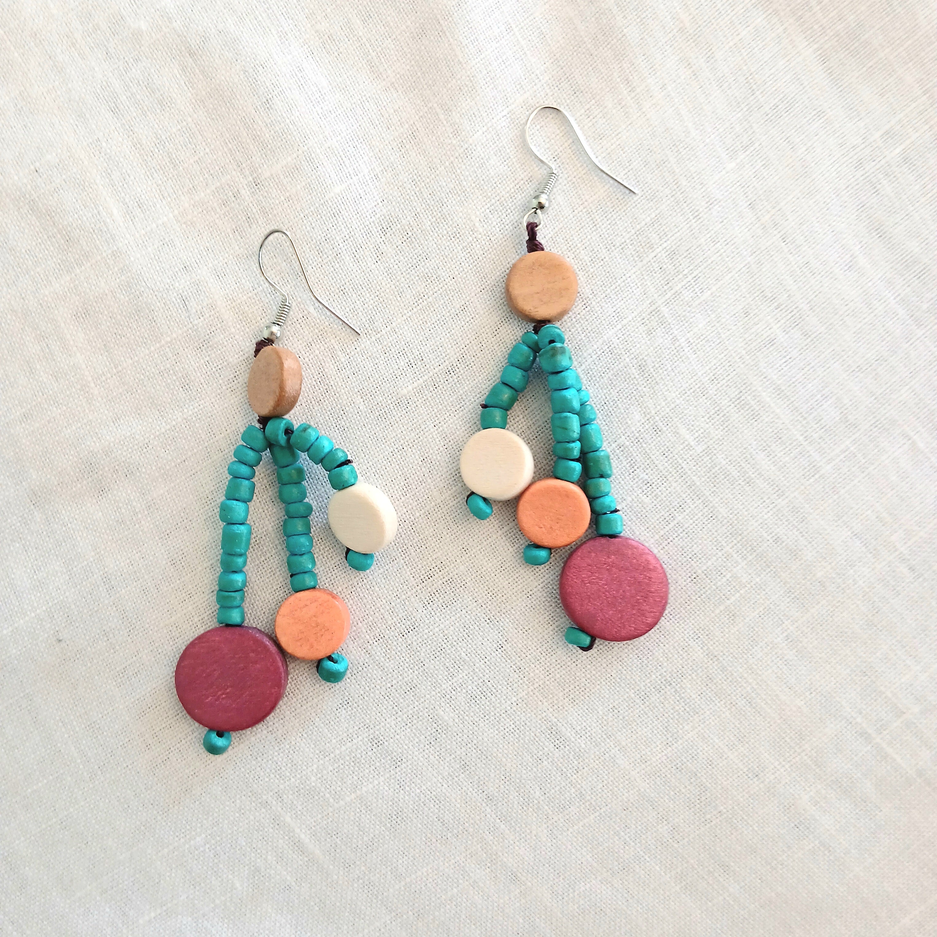 Dangling Wooden Beaded Earrings E6-5959