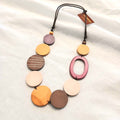 Wooden Circles with Oval Bead Necklace N7-1347