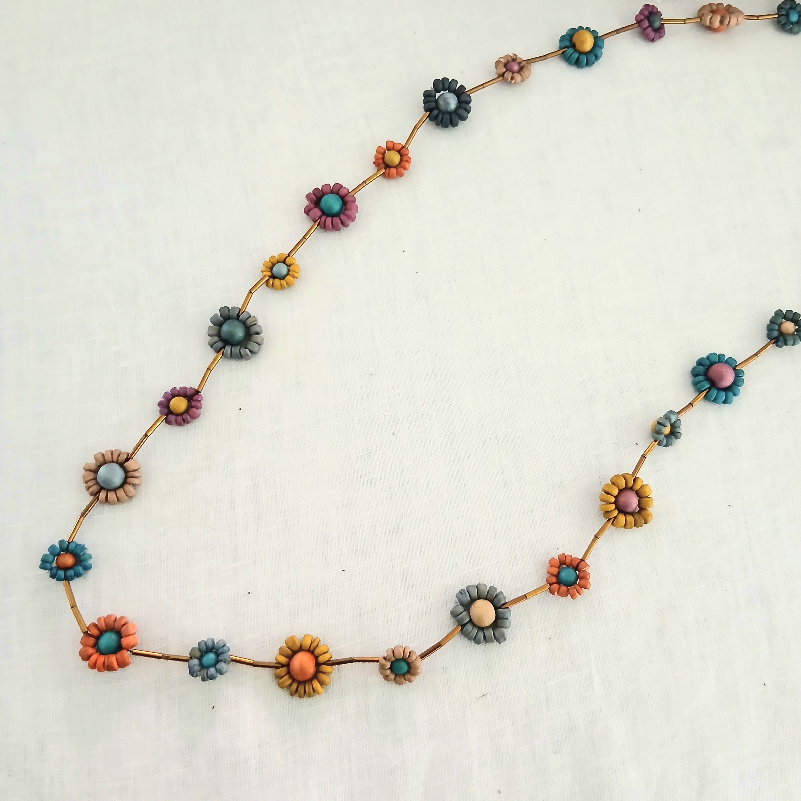 Flowers with Small Beads - Long Necklace N0-134CHE