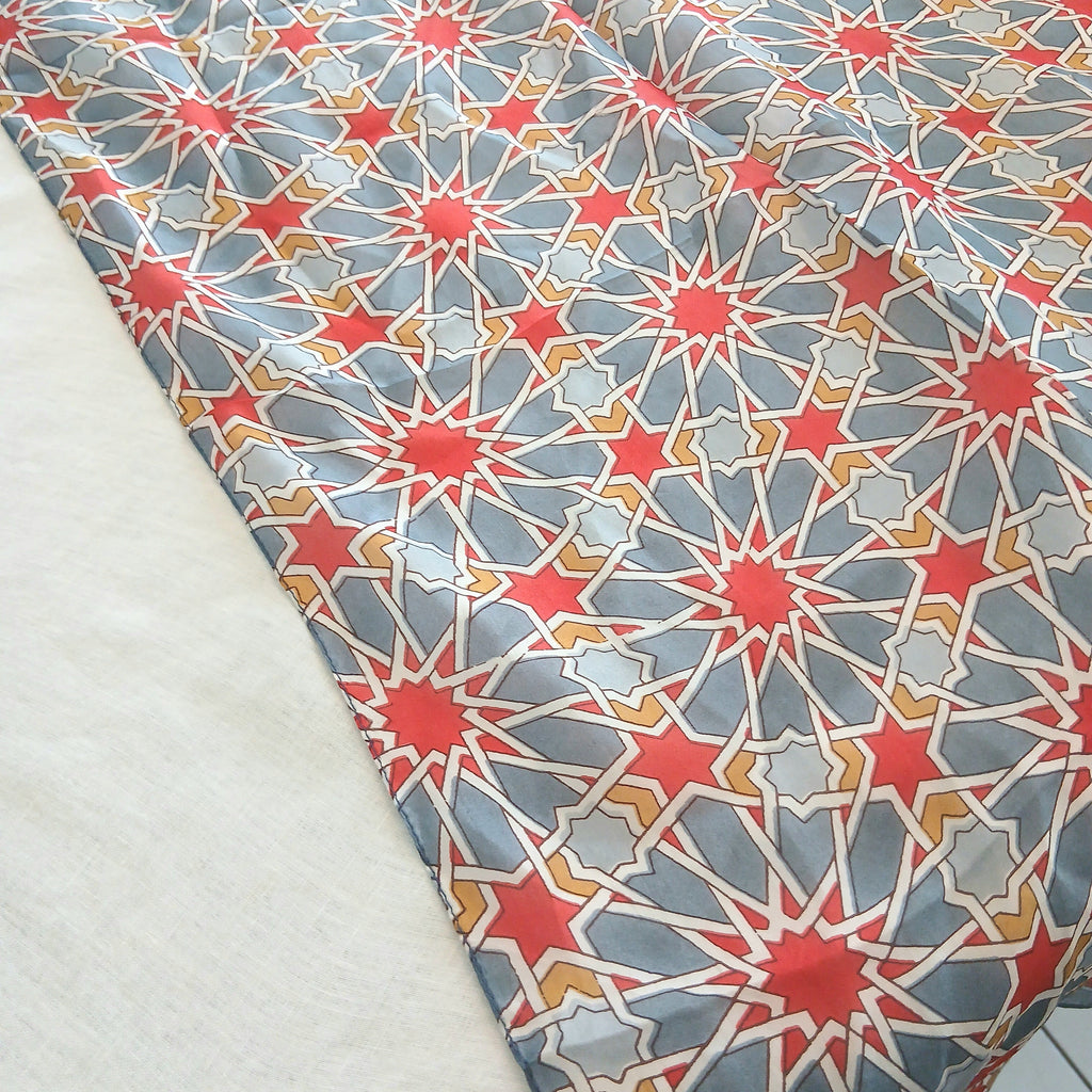 Pure Silk Scarf Geometrical Stars Design PS-1141/L