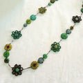 Floral and Embroidered Wooden Beaded Necklace N6-50