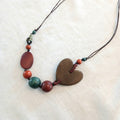 Wooden Heart and Beads Necklace N6-5963MDL