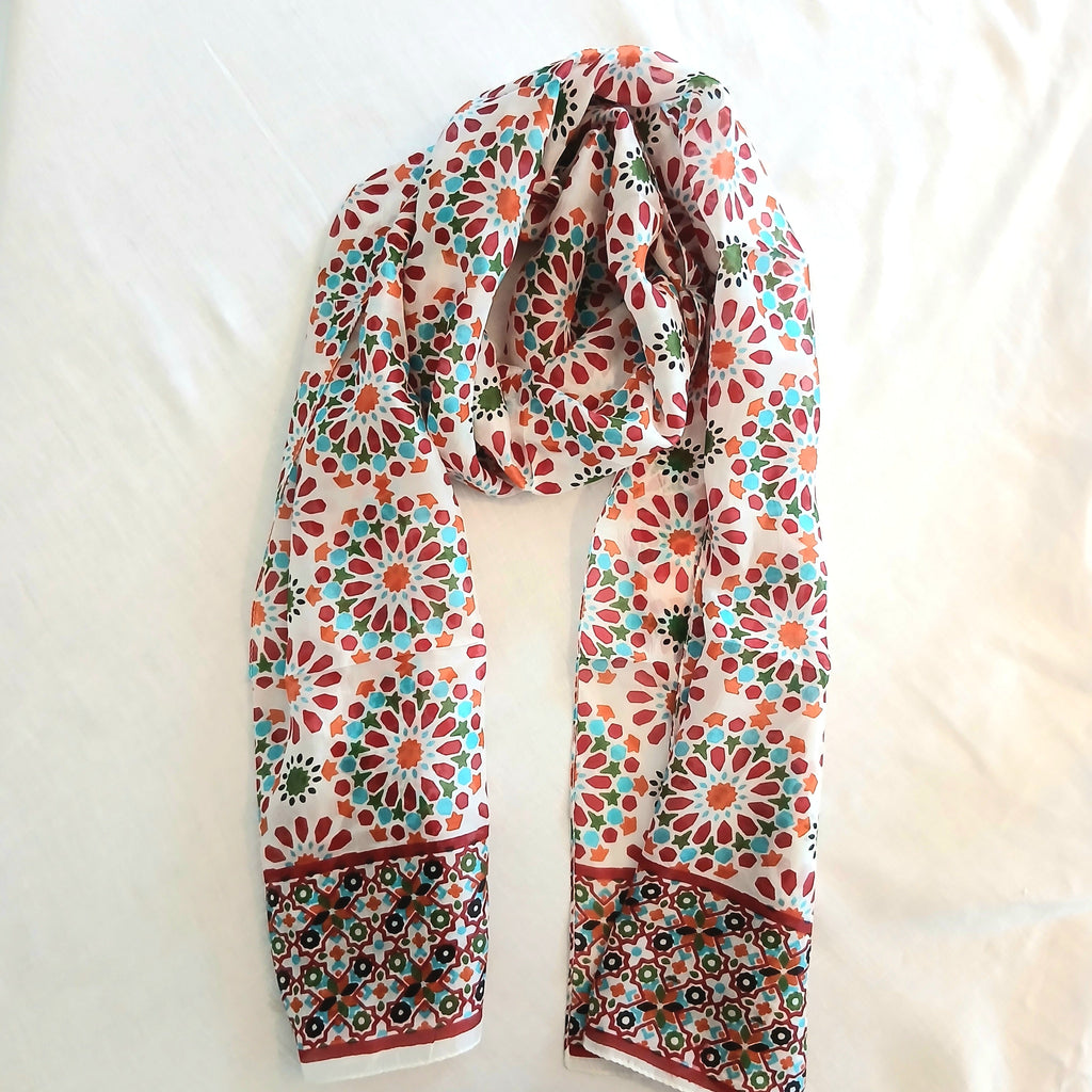 Pure Silk Scarf Geometric Floral Design Large PS-1138/L