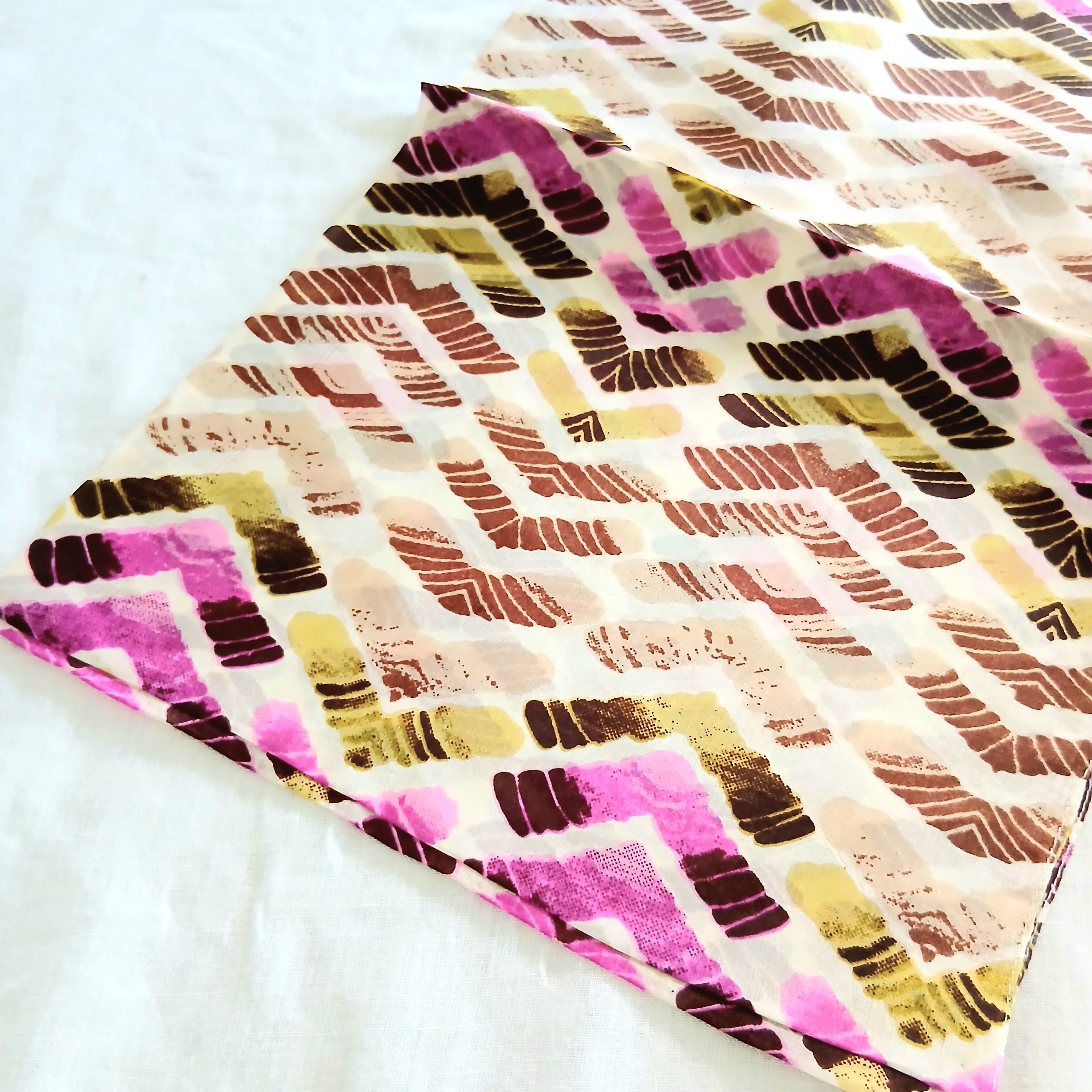 Earthy and Pink Artistic Line Silk Scarf 5522 / L