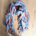 Cotton Scarf Embroidered and Tassels - 66028