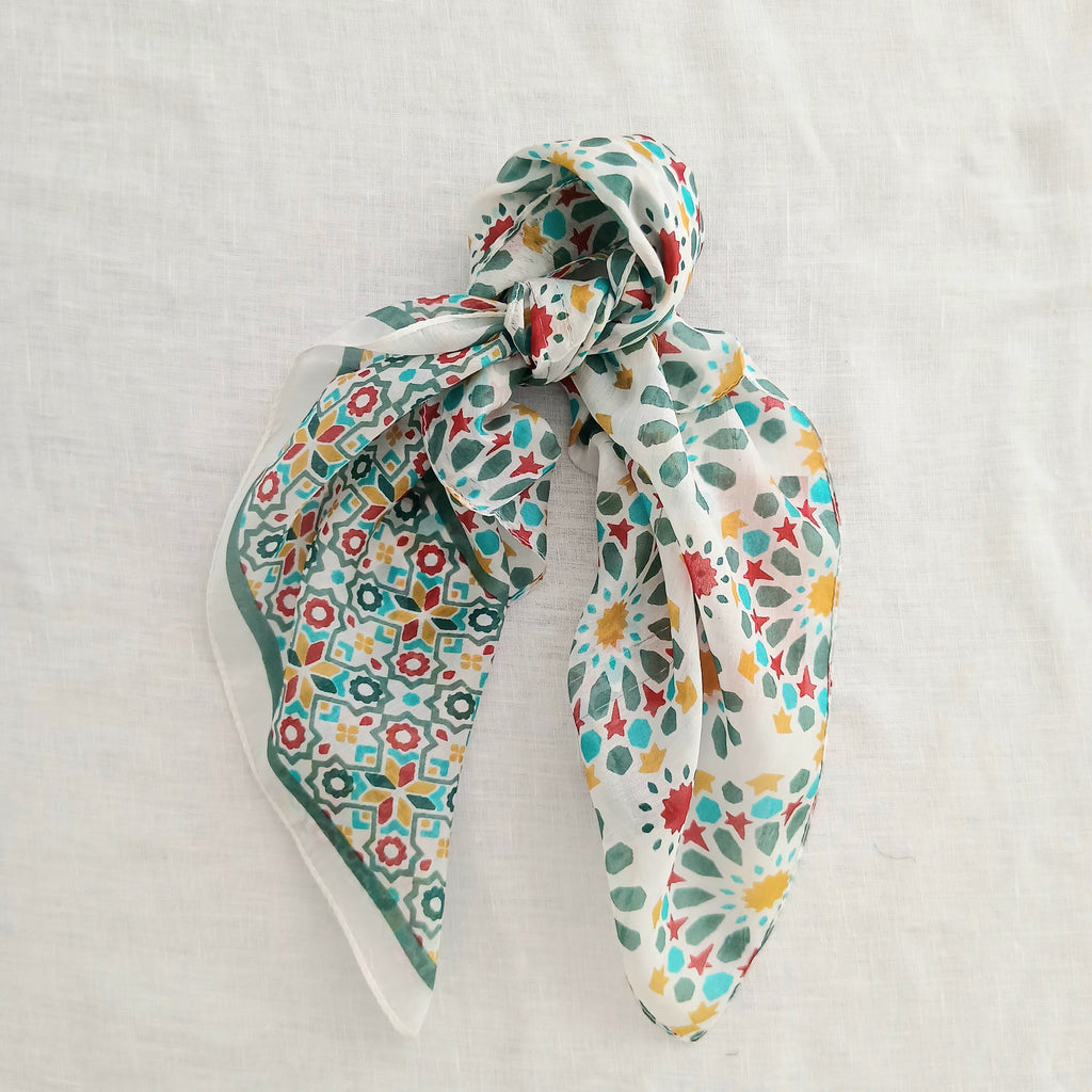 Pure Silk Scarf Geometric Floral Design Necktie PS-1138