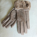 Faux Trim Poly Suede Gloves GL010