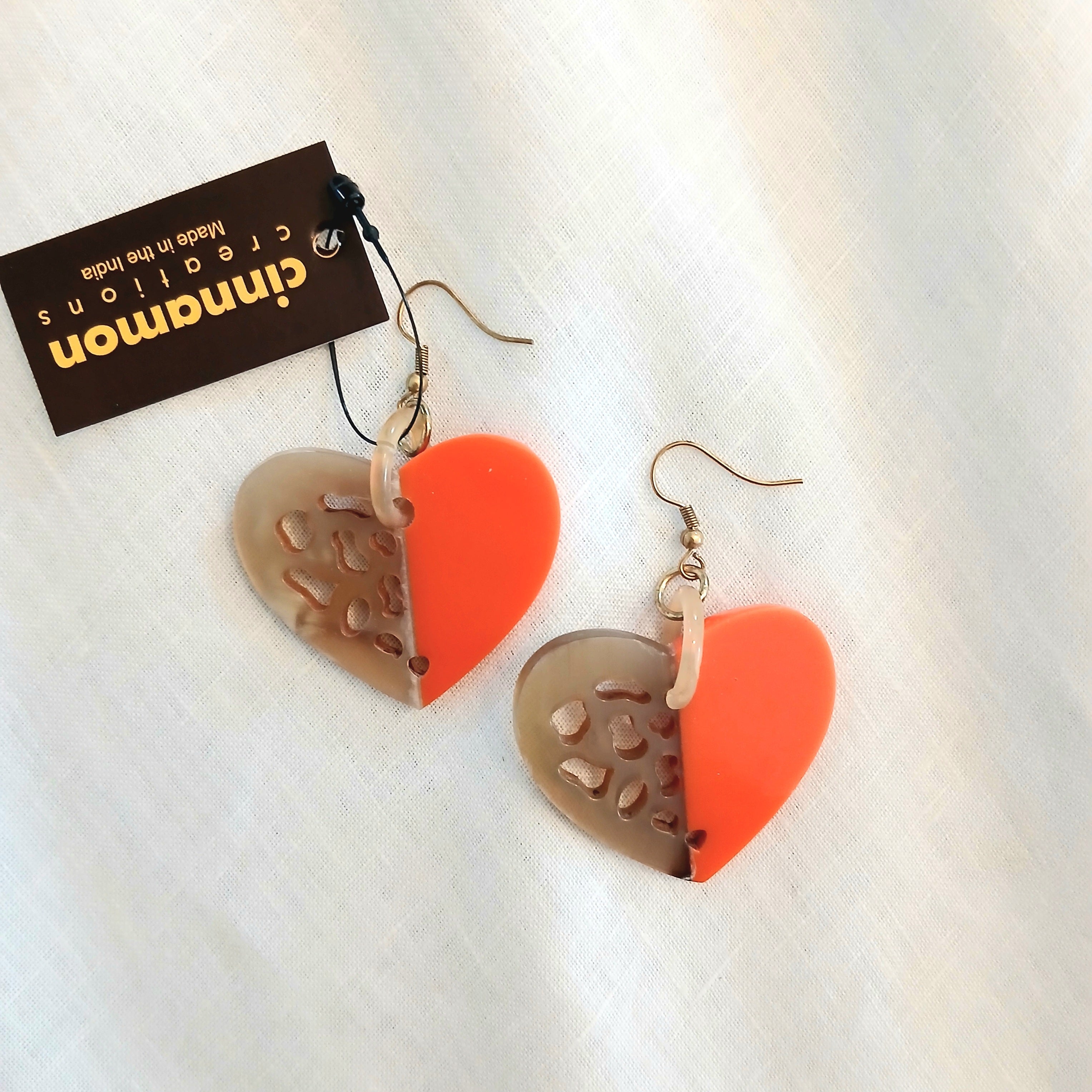 Carved Heart Half and Half Earrings 31457