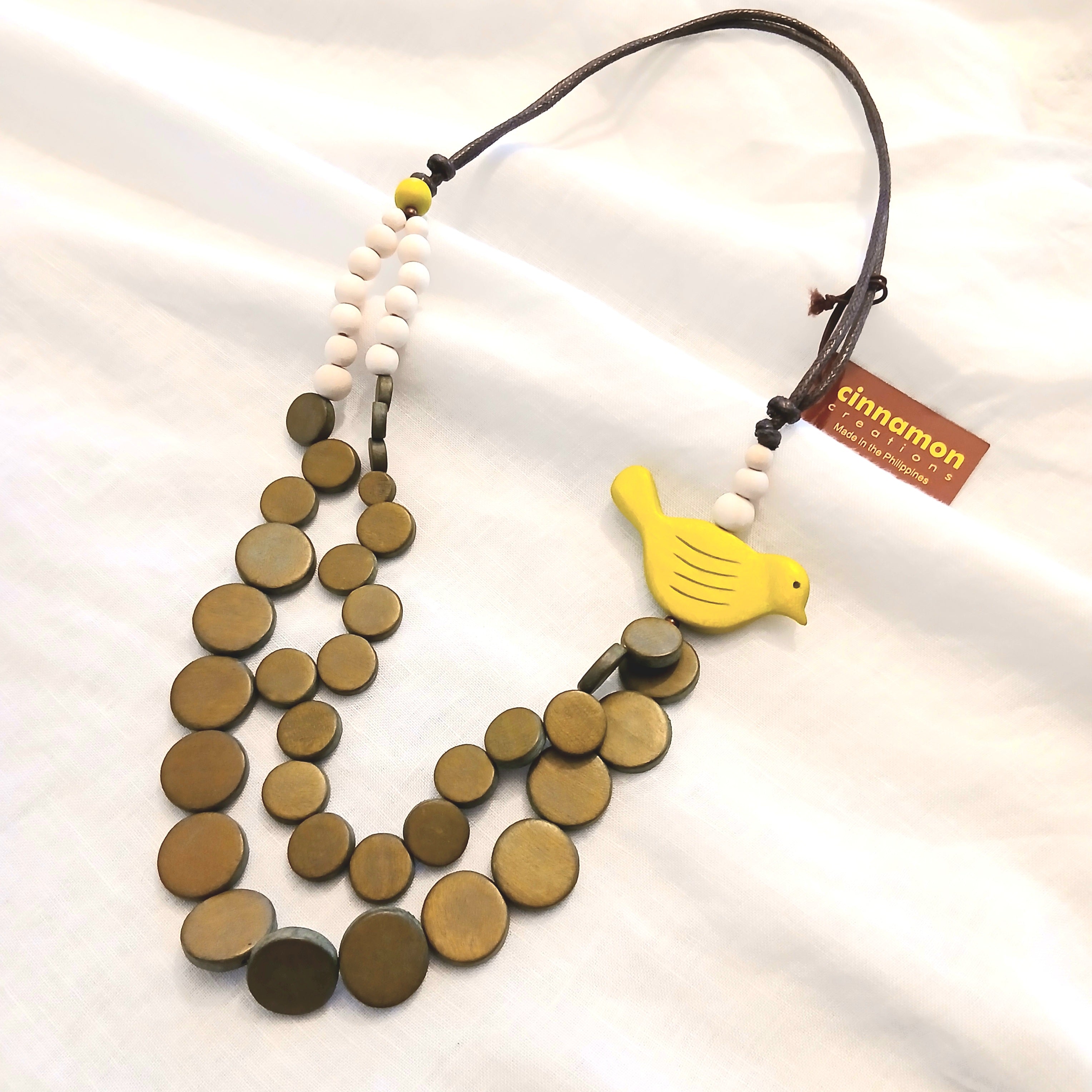 Little Birdie 2-Layered Wooden Beaded Necklace N7-1453AFM