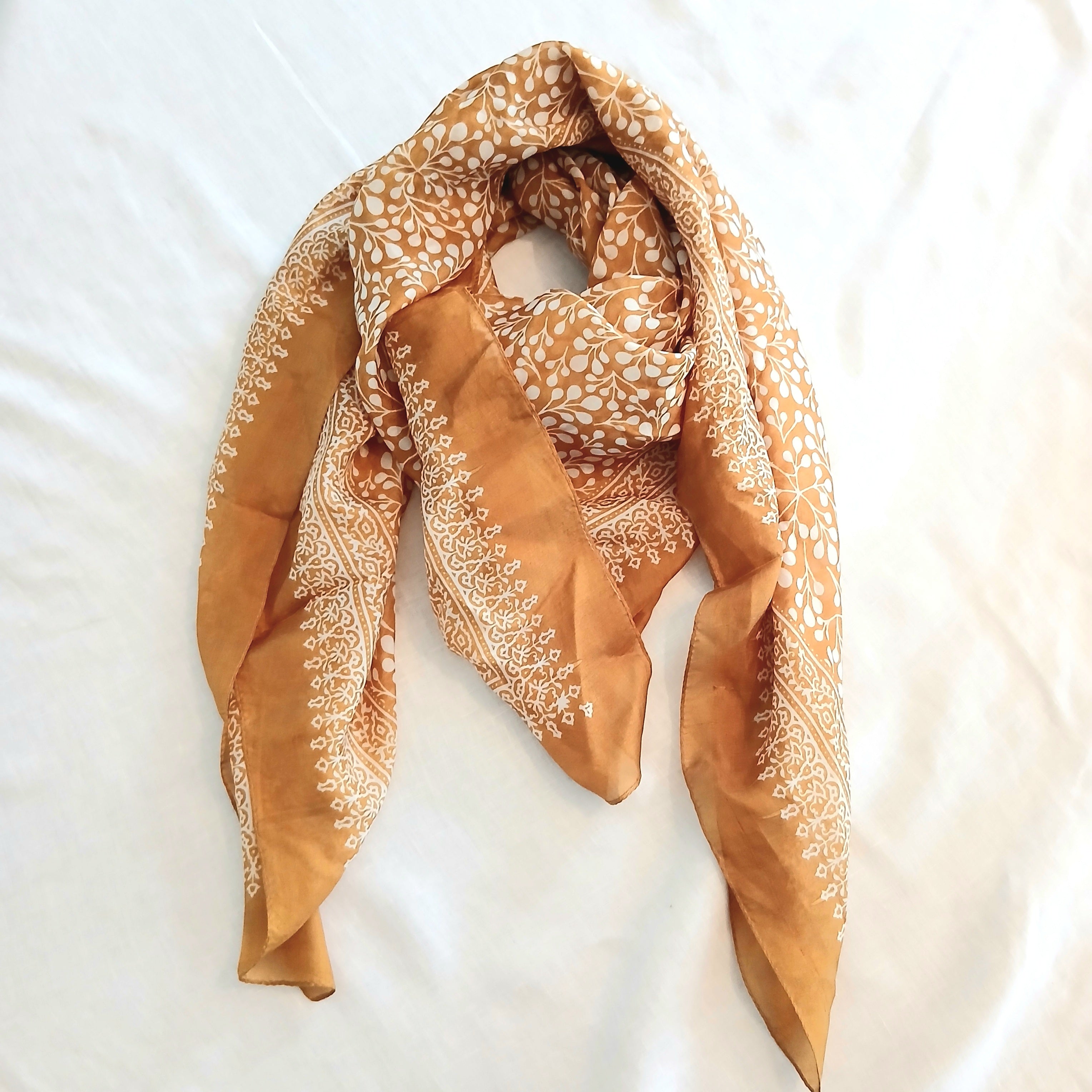 Pure Silk Scarf Gold Art PS-1156