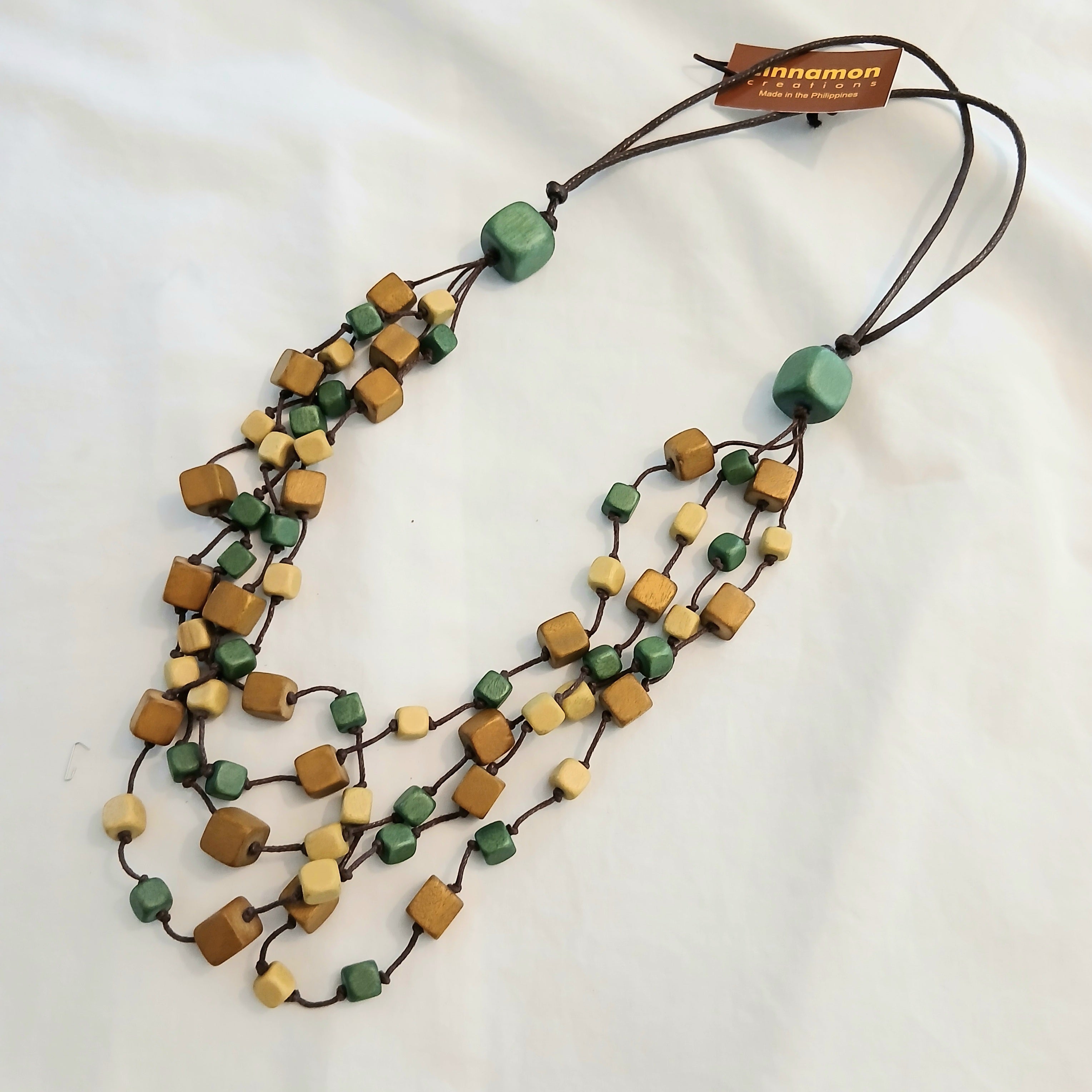Layered Wooden Cube Beads Necklace N7-1991FME