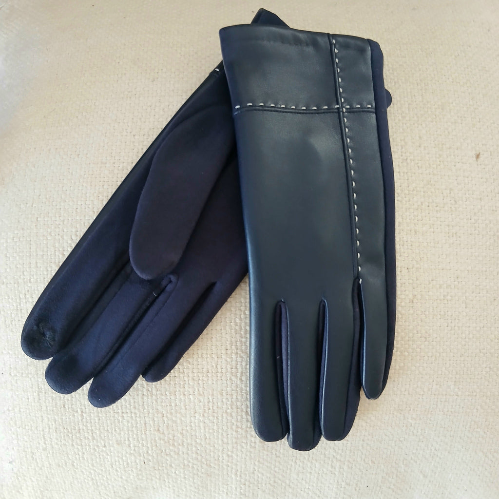 Faux Leather and Suede Glove GL031