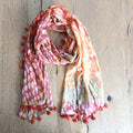 Pom Pom Splash Cotton Scarf - Orange SC-1808 / 1807