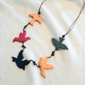 Flock of Birds Flying - Wooden Birds Necklace N6-4934CHU