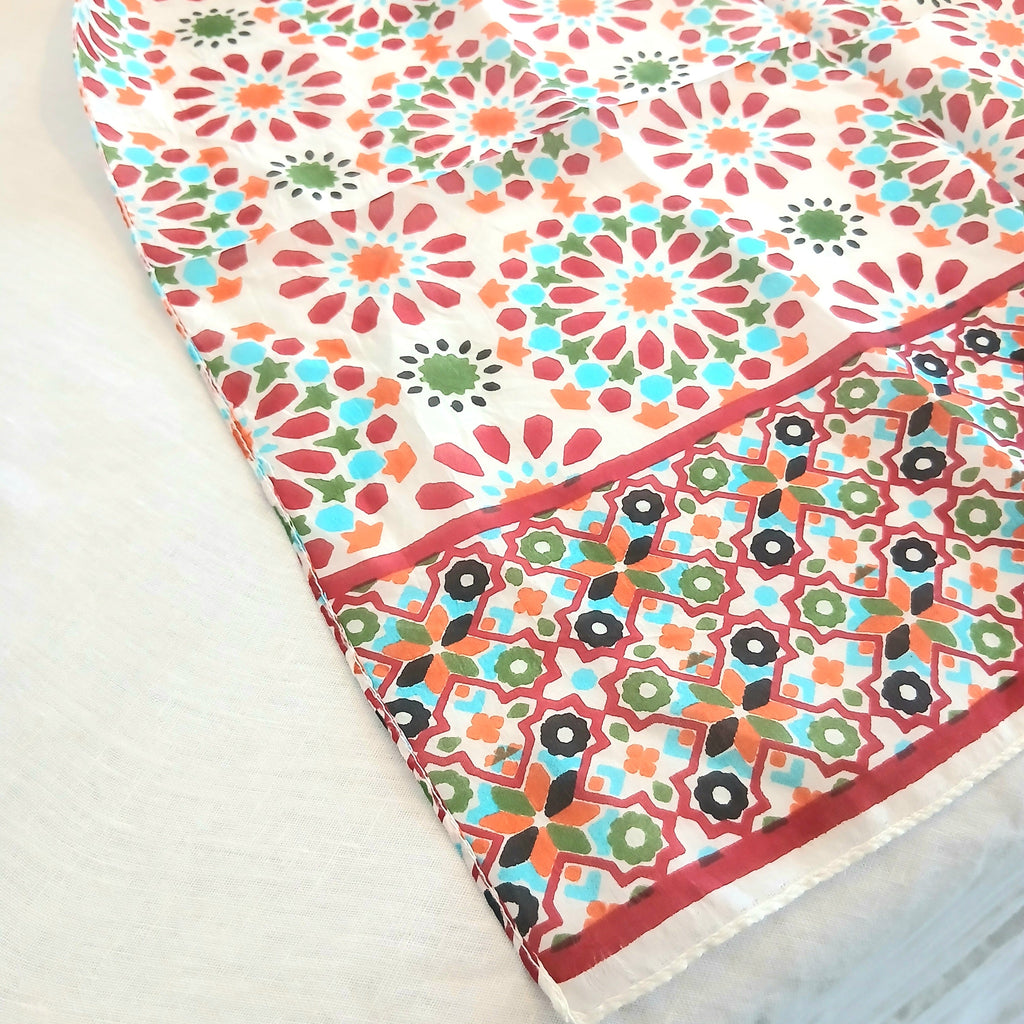 Pure Silk Scarf Geometric Floral Design Large PS-1138/L