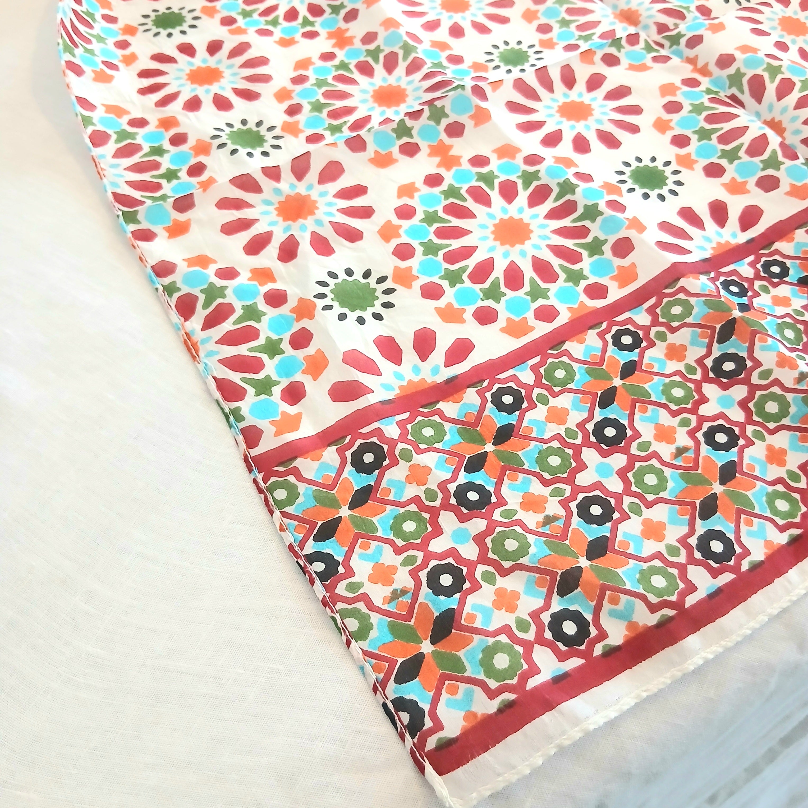 Pure Silk Scarf Geometric Floral Design Large PS-1138/L