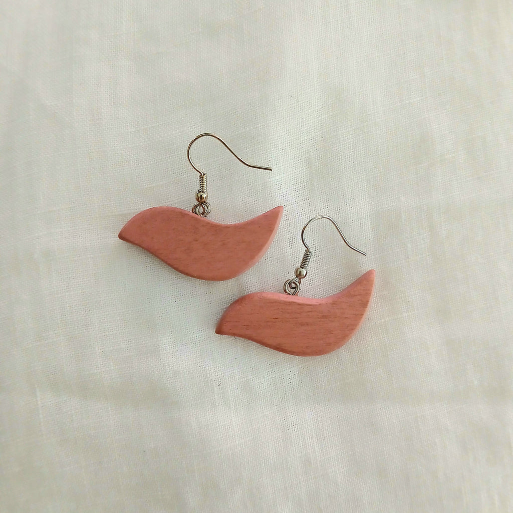 Wooden Bird Earrings E7-813
