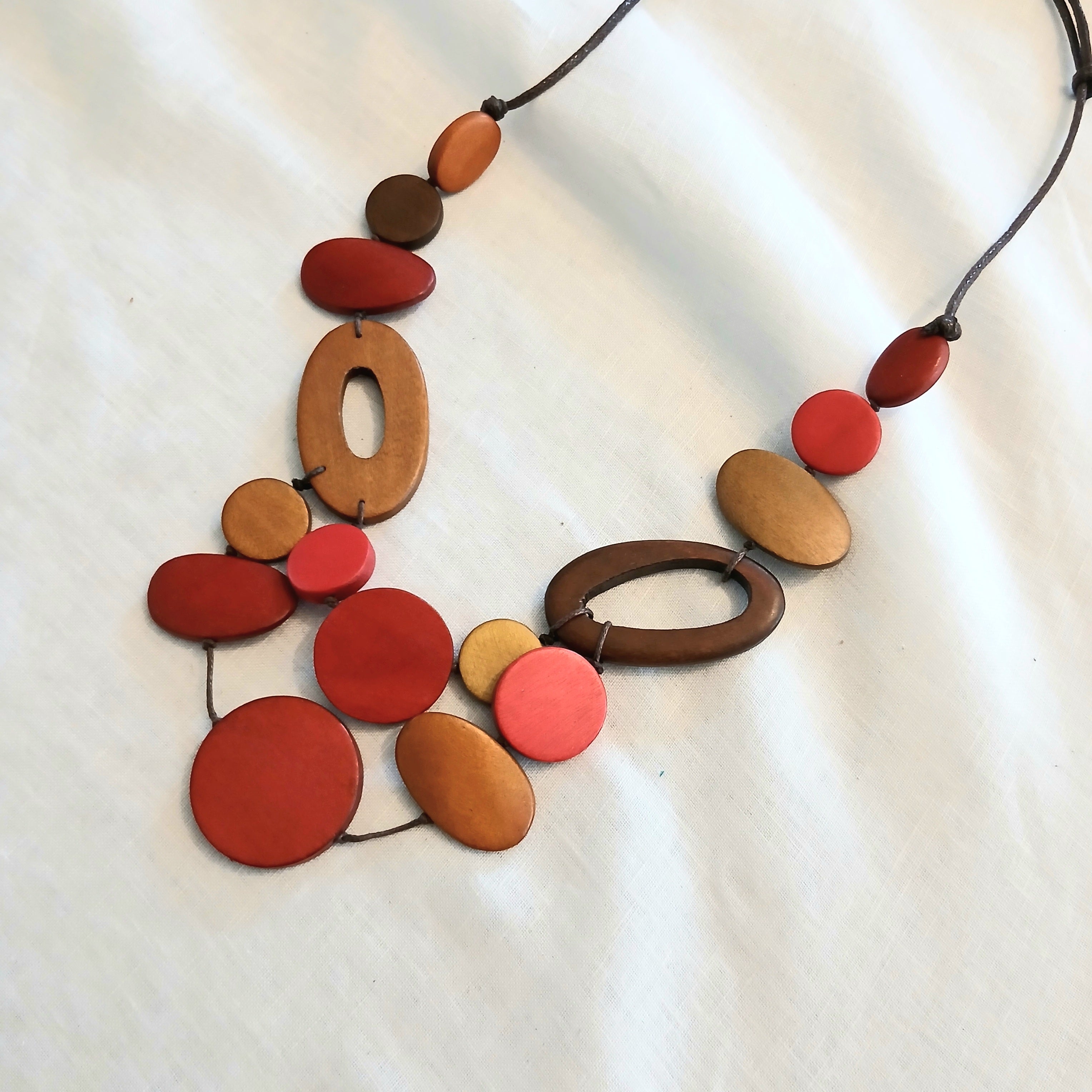 2 Layered Wooden Piece Necklace N7-884