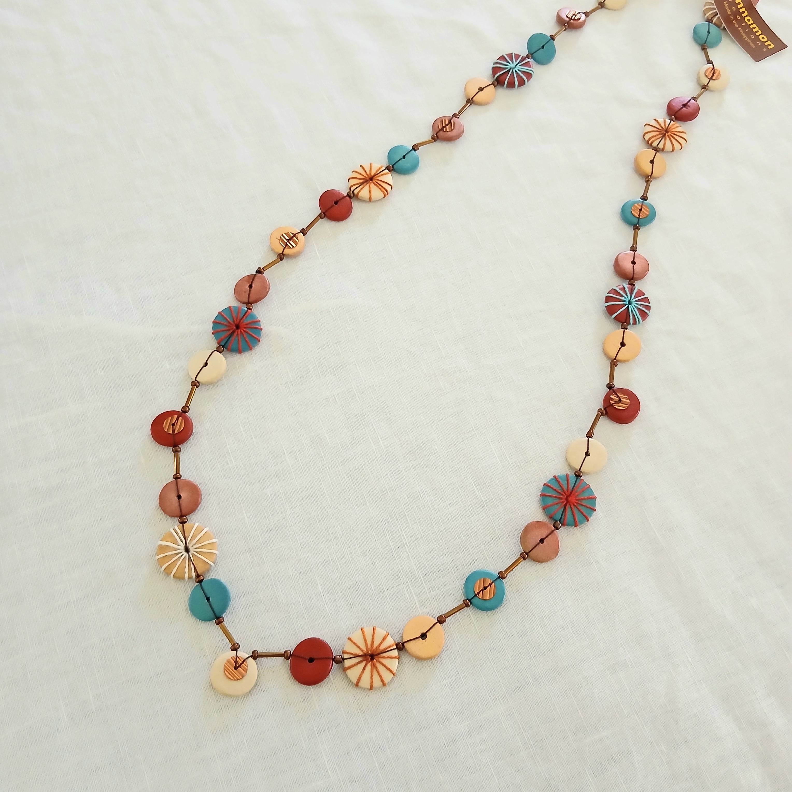 Embroidered Long Whimsical Small Beaded Necklace N6-6003