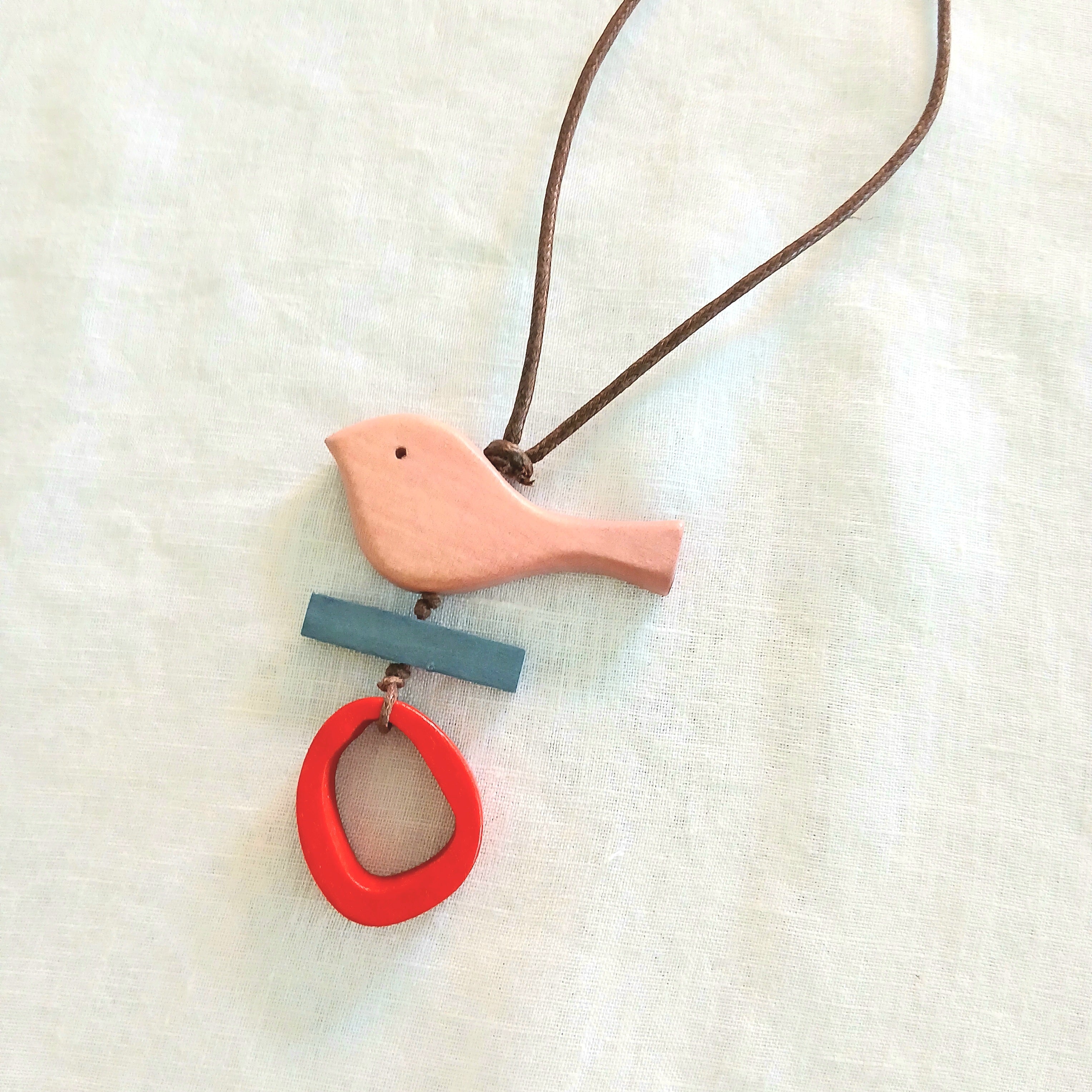 Little Birdie Sitting on a Stick Necklace N7-811