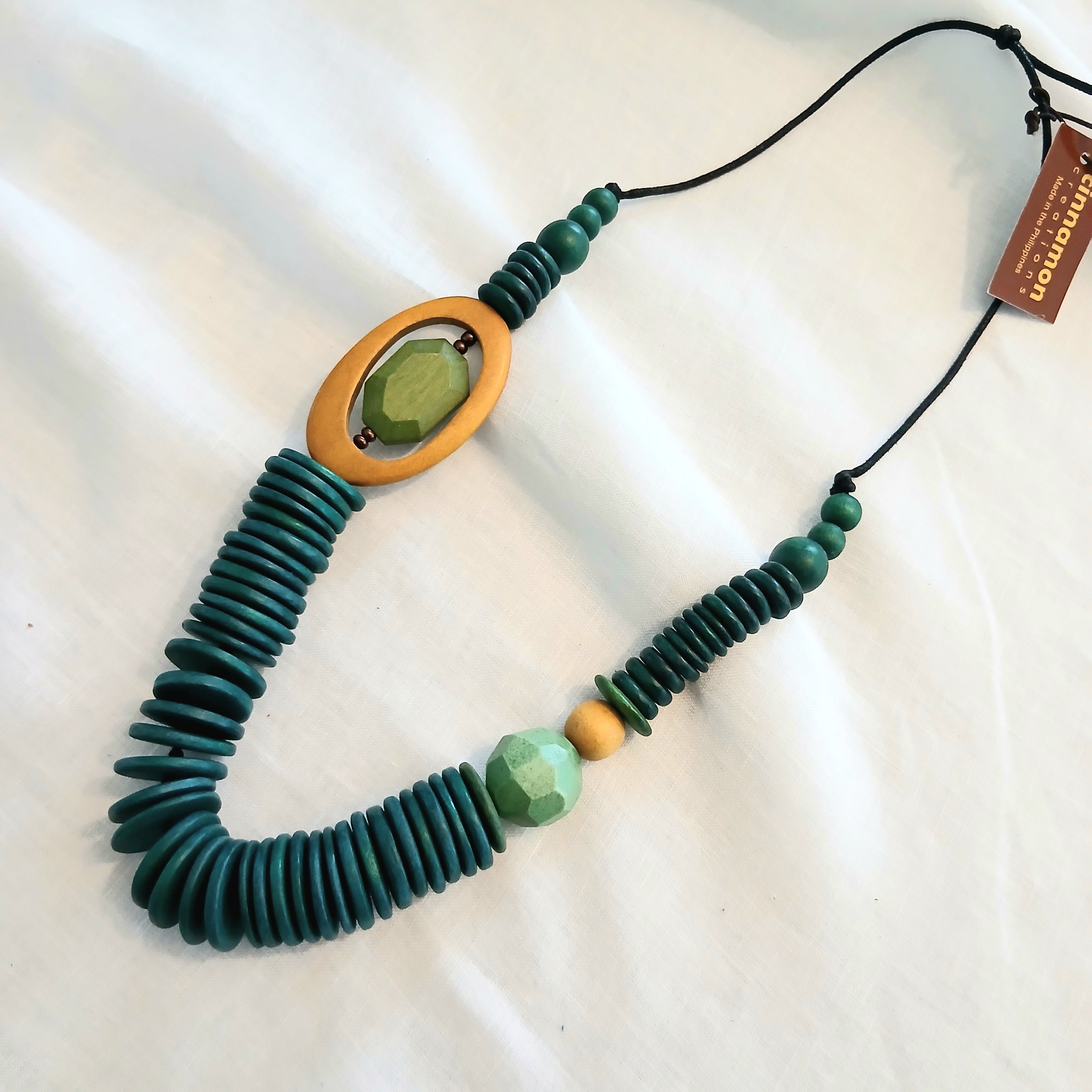 Chunky Layered Wooden Pieces Necklace N7-1023