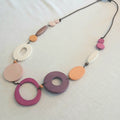 Whimsical Circles Wooden Beaded Necklace N7-1358