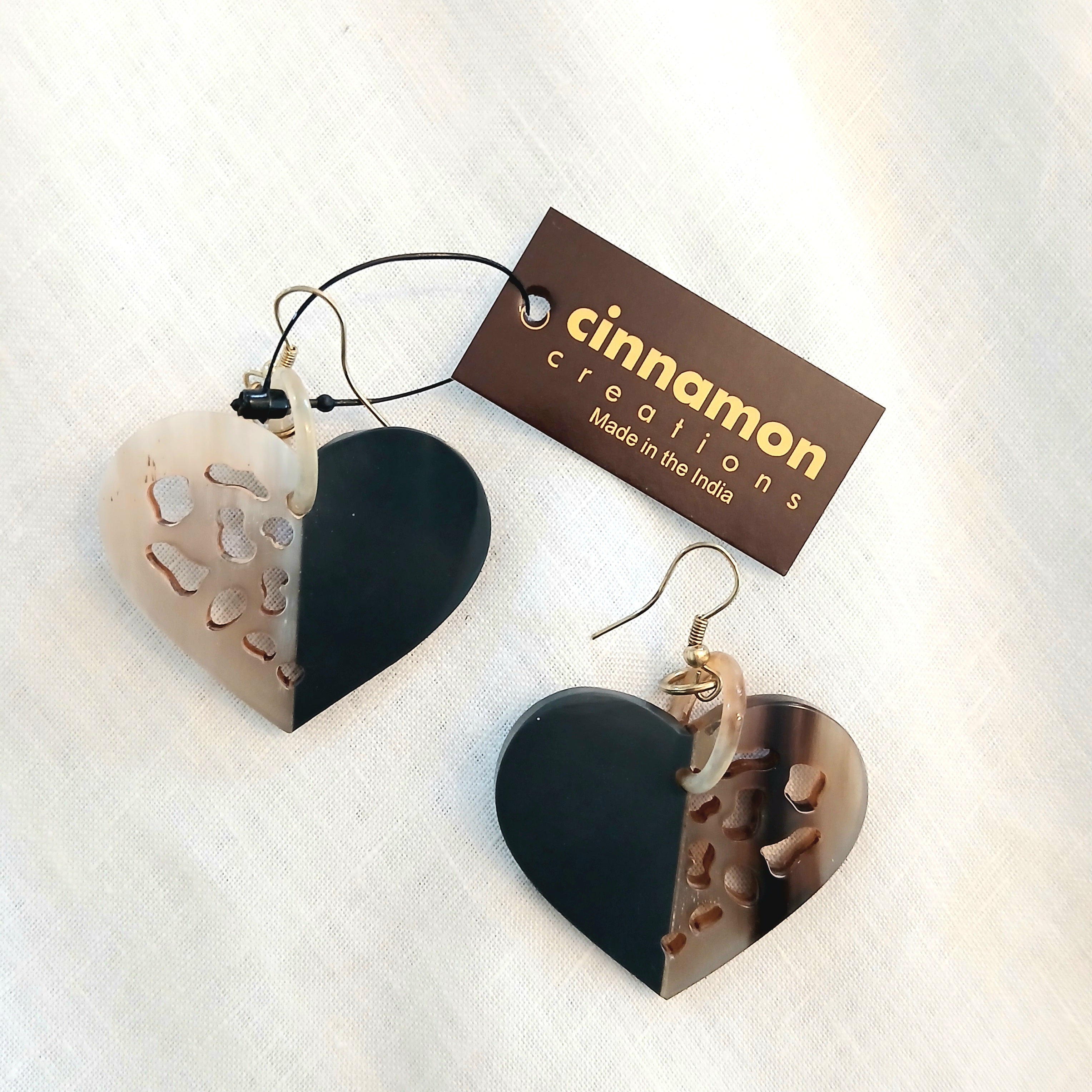 Carved Heart Half and Half Earrings 31457