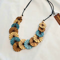 Layered and Embroidered Wooden Necklace N7-2006