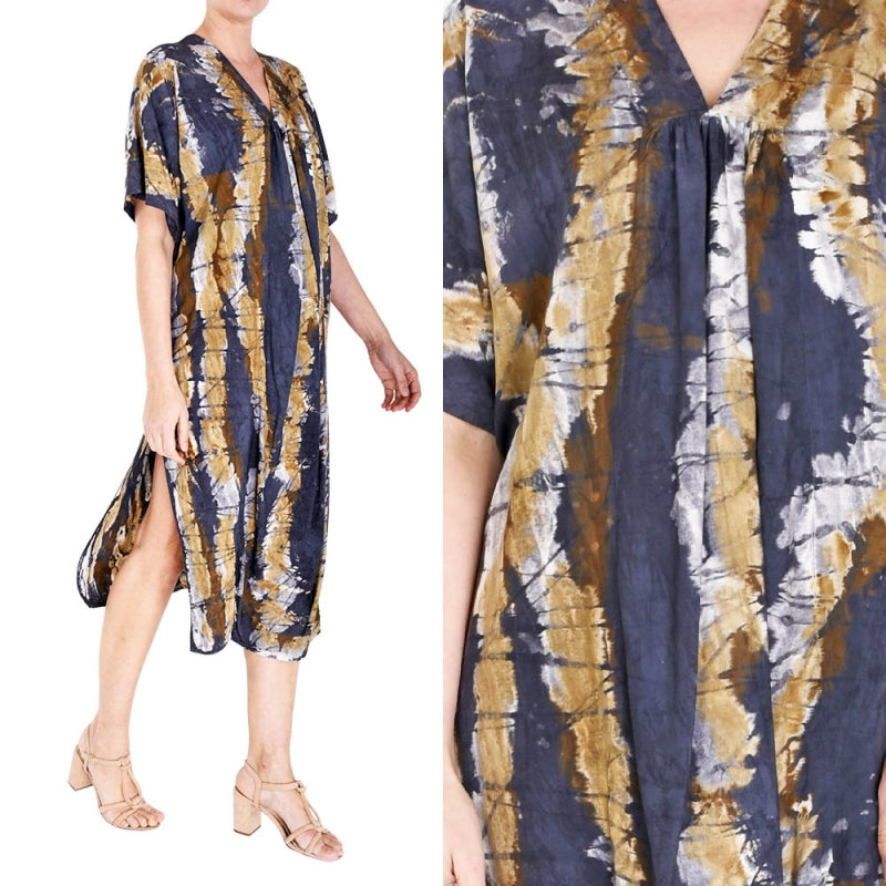Viscose Tie-Dye Kaftan Dress 64993
